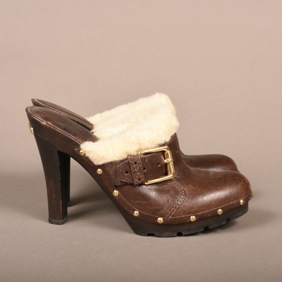 Michael Kors Brown Leather & Faux Fur Heels - Picture 3 of 9